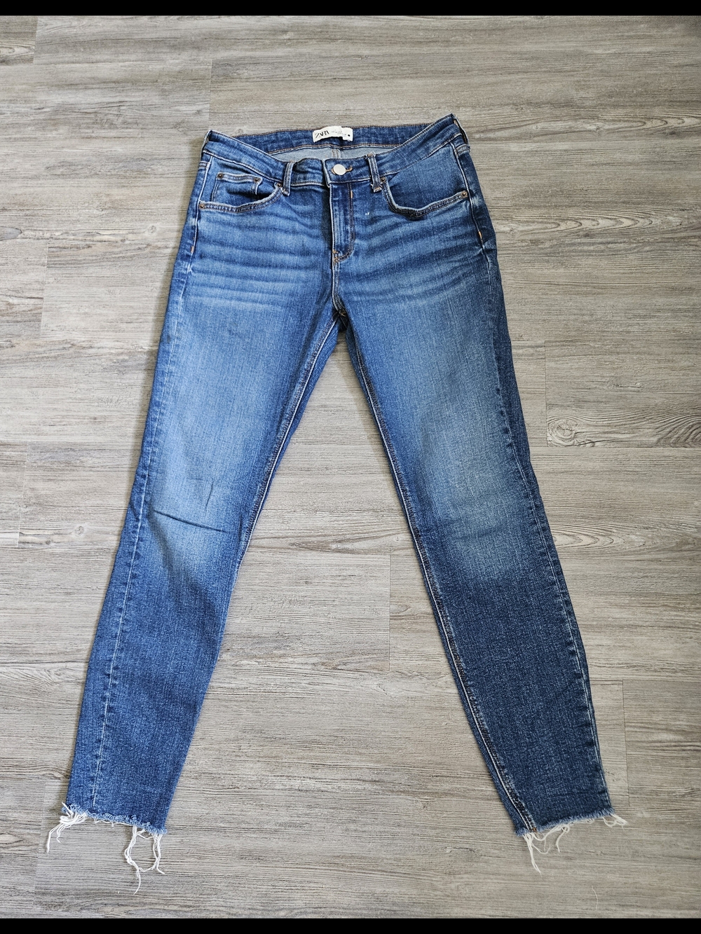 Zara Medium Blue High-Rise Skinny Jeans